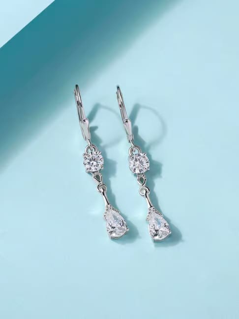Ornate Jewels 925 Silver American Diamond Dewdrop Delight Earring for Women & Girls Tata CLiQ sale