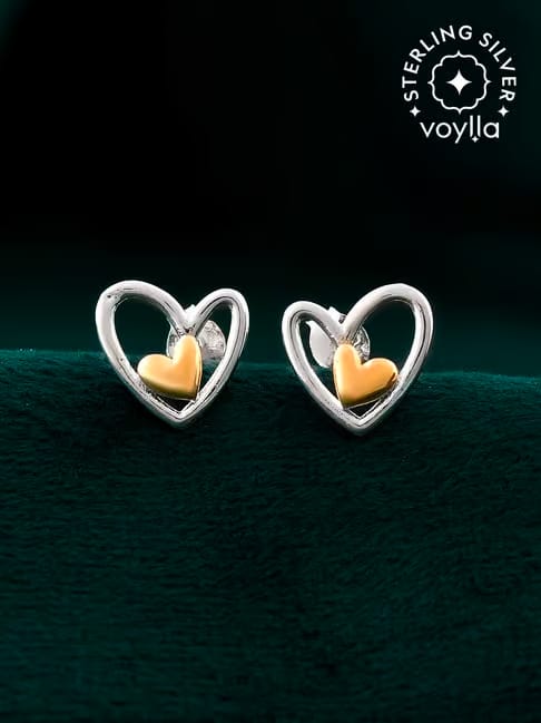 Voylla Silver Endless Love Duogleam Hearts in Harmony Stud Earrings Tata CLiQ sale