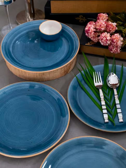 Goodhomes Blue Stoneware Dinner Plates - Set of 4 Tata CLiQ sale