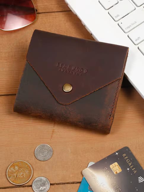 Teakwood Leathers Brown Leather Envelope Wallet Tata CLiQ sale