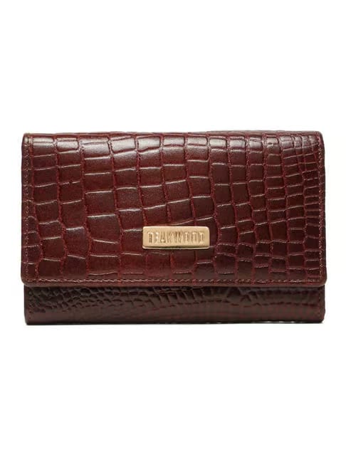 Teakwood Leathers Women Brown Croc-Textured Genuine Leather Wallet Tata CLiQ sale