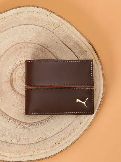 Puma Chocolate Leather Solid Bi-Fold Wallet Tata CLiQ sale