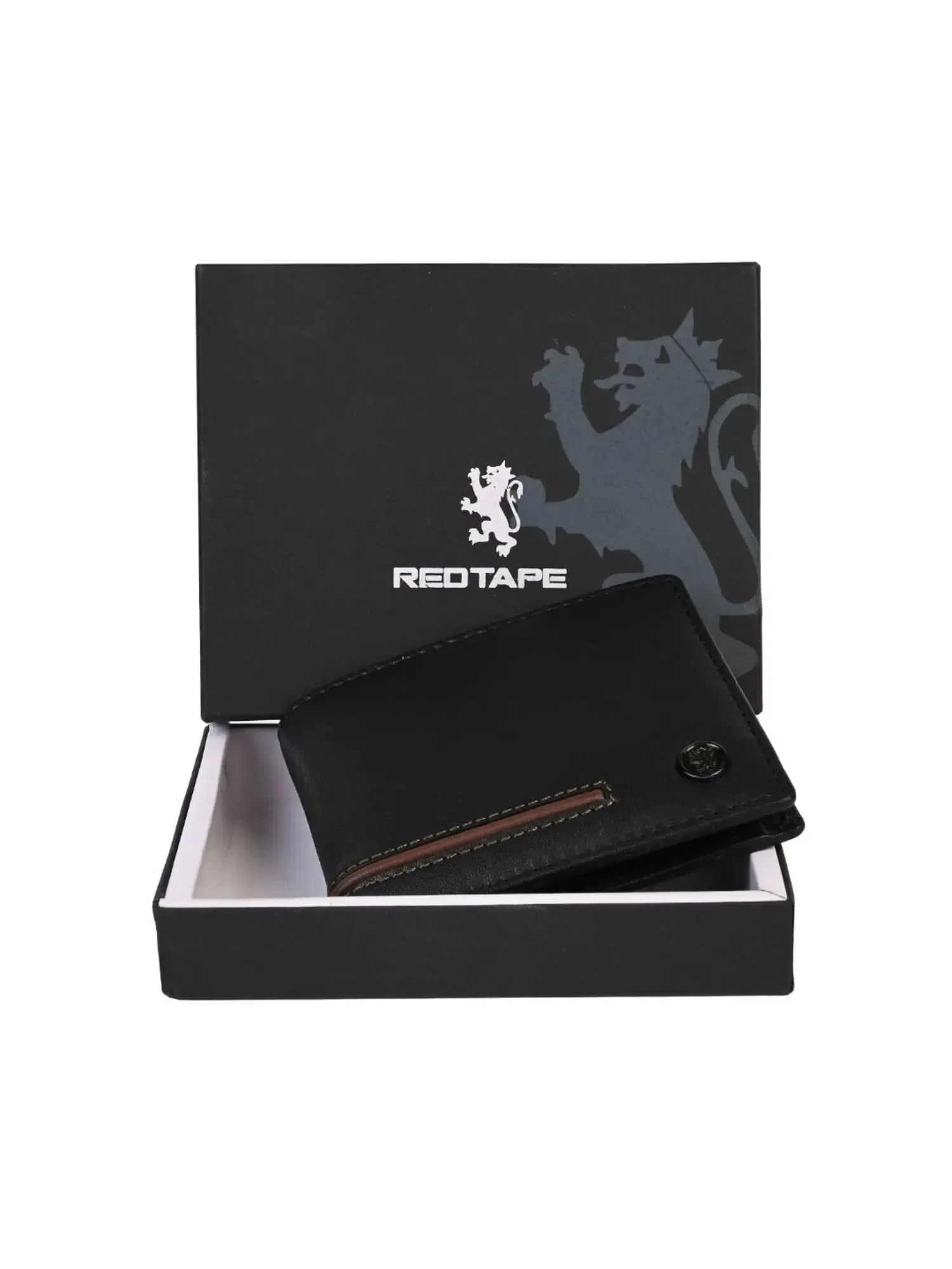 Red Tape Black & Brown Leather Bi-Fold Wallet Tata CLiQ sale