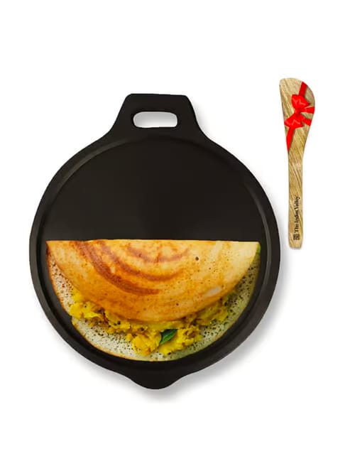 The Indus Valley Black Cast Iron Tawa with Free Wooden Spatula Tata CLiQ sale