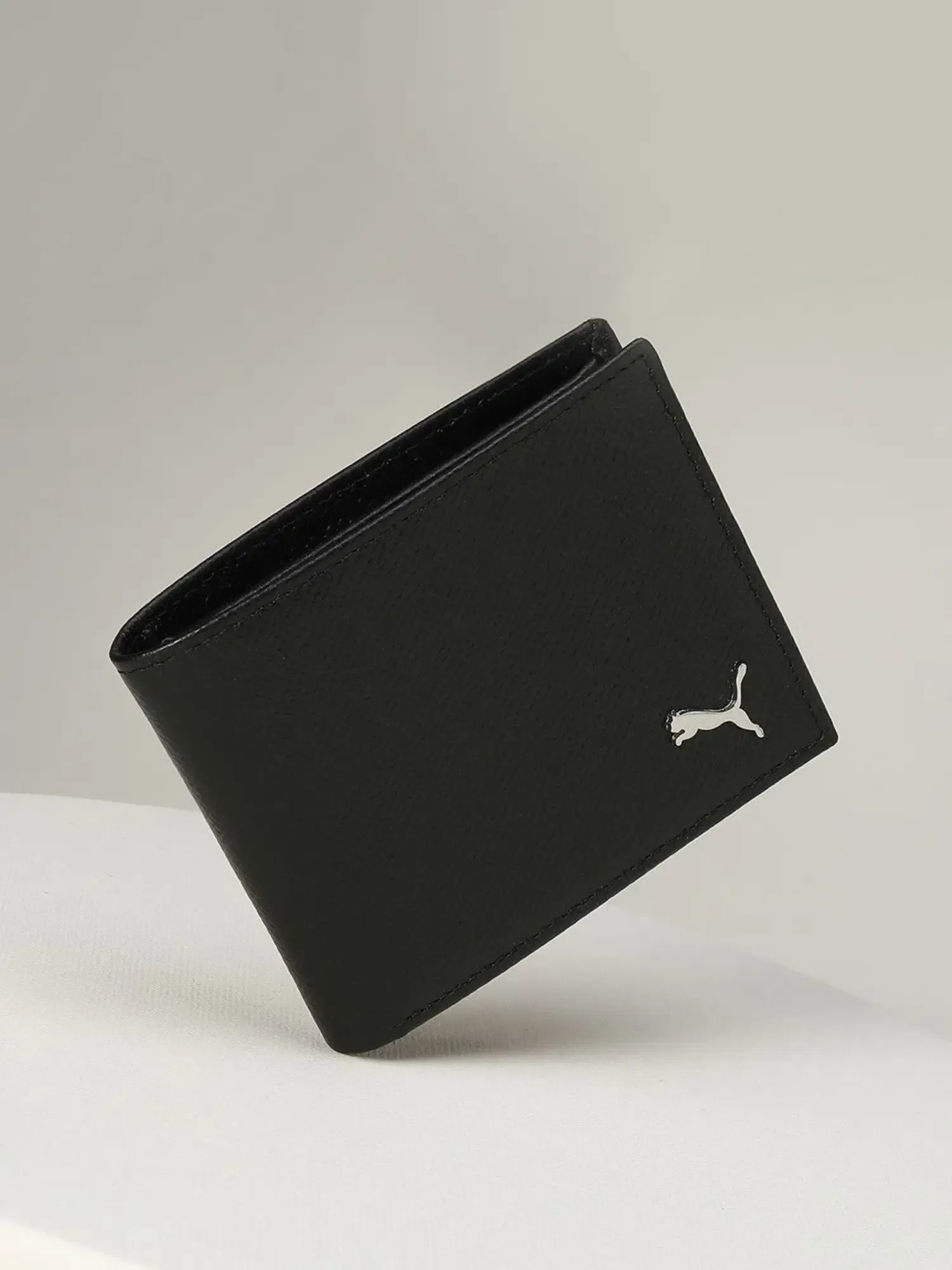 Puma Black Leather Textured Bi-Fold Wallet Tata CLiQ sale