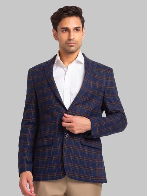 Park Avenue Blue Super Slim Fit Checks Blazer Tata CLiQ sale