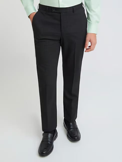 Park Avenue Grey Regular Fit Checks Trousers Tata CLiQ sale