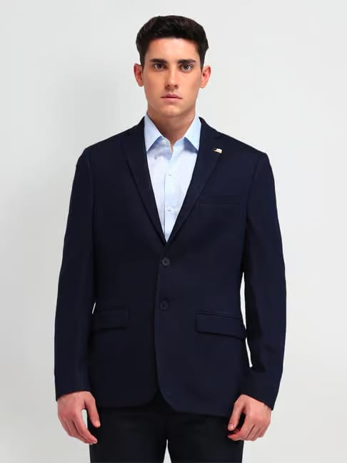 Arrow Navy Slim Fit Texture Blazer Tata CLiQ sale