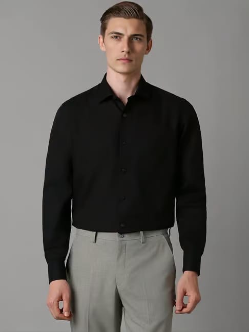 Louis Philippe Black Easy-to-Iron Wrinkle-Free Shirt Tata CLiQ sale