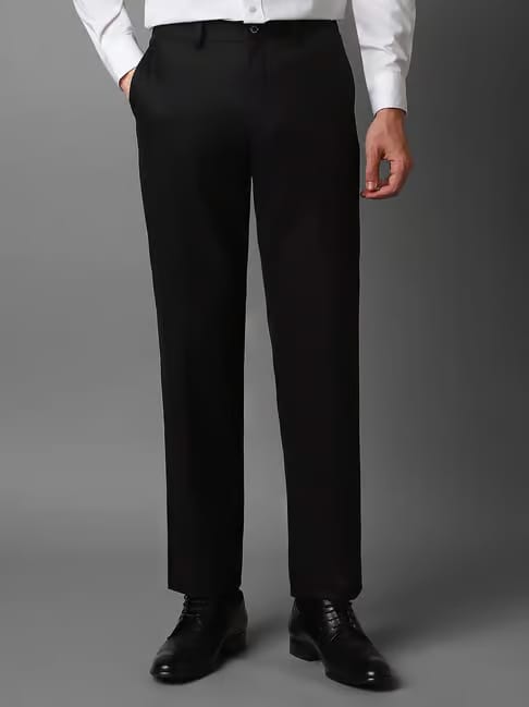 Louis Philippe Black Regular Fit Trousers Tata CLiQ sale