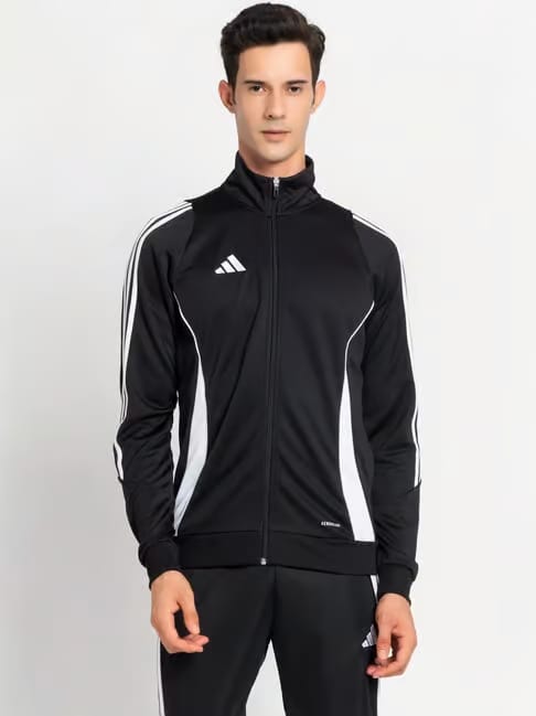 Adidas Black Slim Fit Logo Printed Sports Jacket Tata CLiQ sale