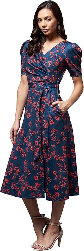 Twenty Dresses by Nykaa Fashion Floral Wrap Midi Dress