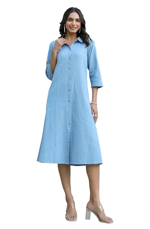 Twenty Dresses Blue Solid Linen Blend Co-Ord Set