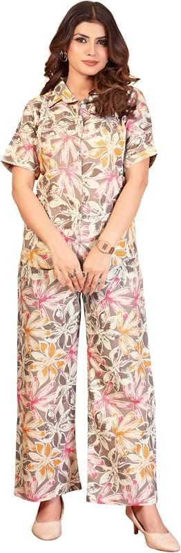 Twenty Dresses Multicolor Floral Printed Shirt Wide Leg Pants Co-Ord Set
