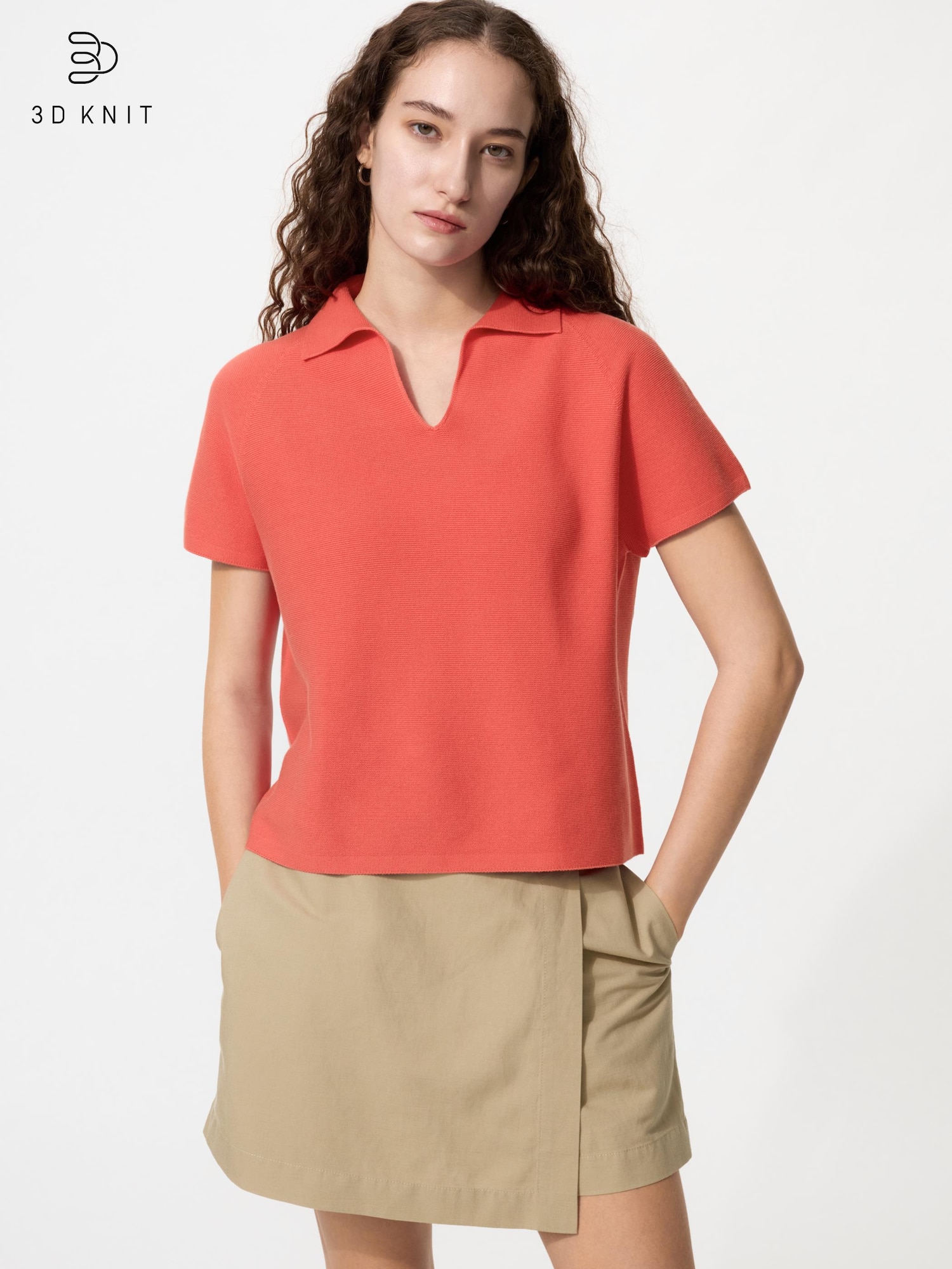Uniqlo Women 3D Knit Skipper Polo Sweater Uniqlo sale