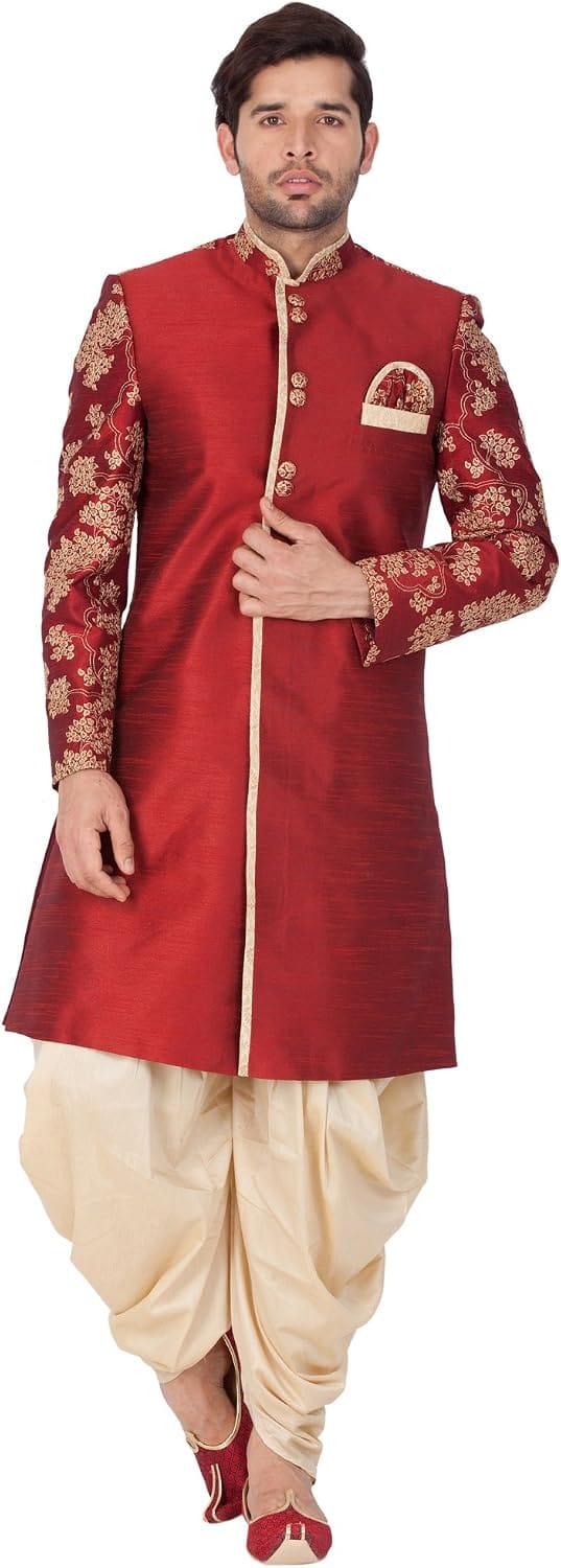 Vastramay Maroon Sherwani Set