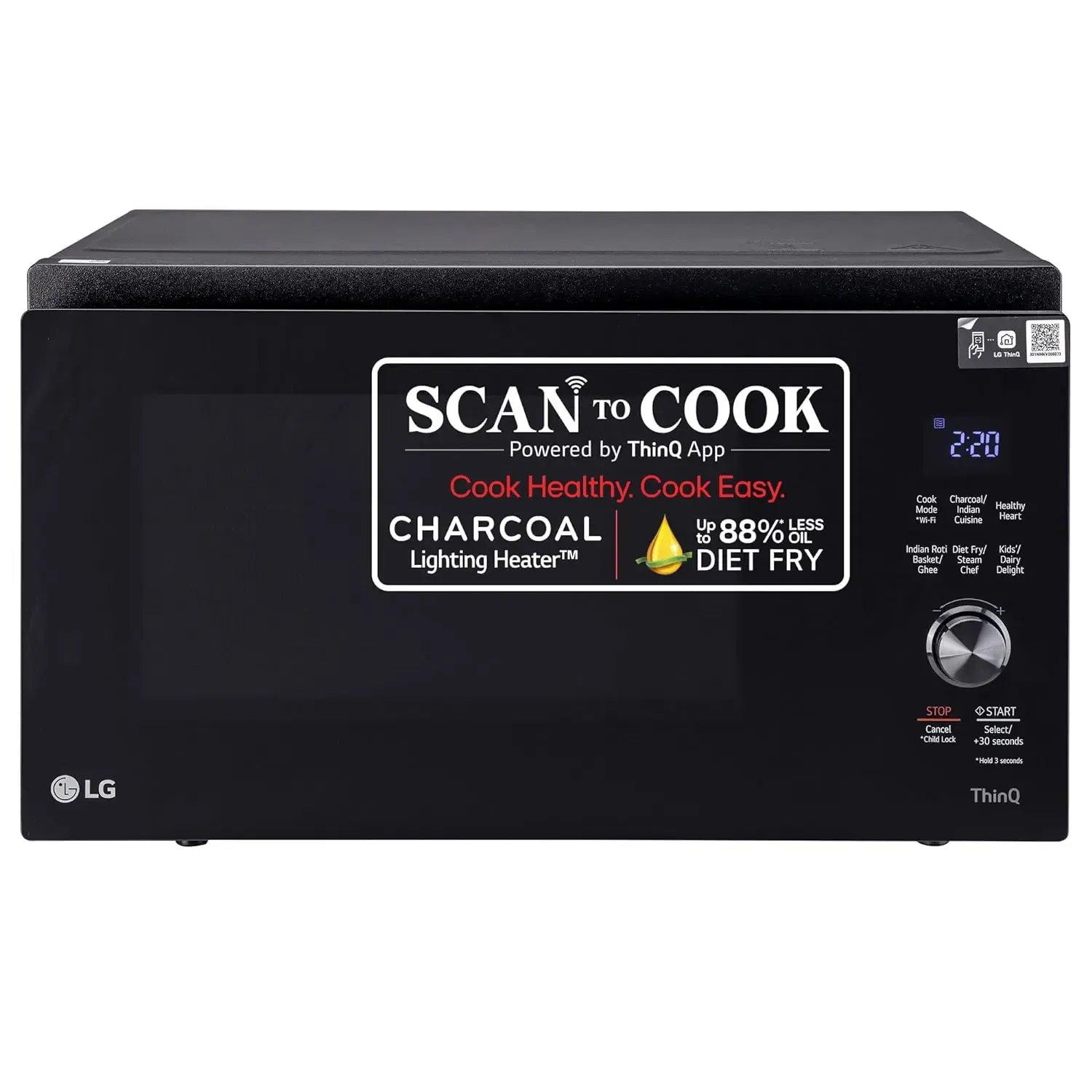 LG 32 Litres Wi-Fi Enabled Charcoal Microwave Oven with ThinQ and Healthy Heart Auto Cook Vijay Sales sale