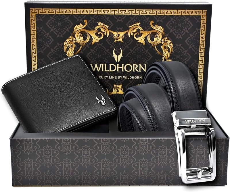 WildHorn Leather Wallet Belt Combo