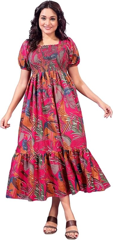 M&S Smocked Bodice Floral Dress