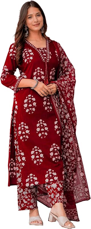 Ethnic Block-Printed Kurta Palazzo Set