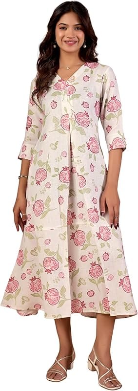M&S Linen Blend Midi Dress with Pockets