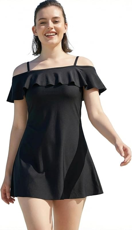 Nykaa Fashion Off-Shoulder Ribbed Swimsuit