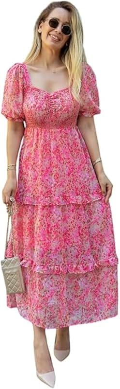 M&S Floral Puff Sleeve Midi Dress