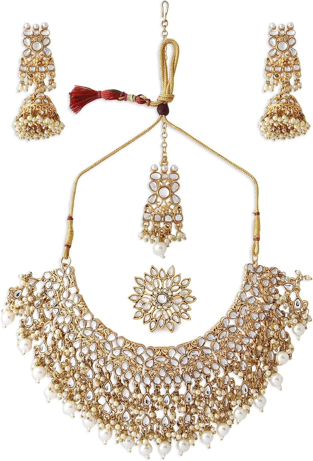 Zaveri Pearls Kundan Necklace and Earrings Set