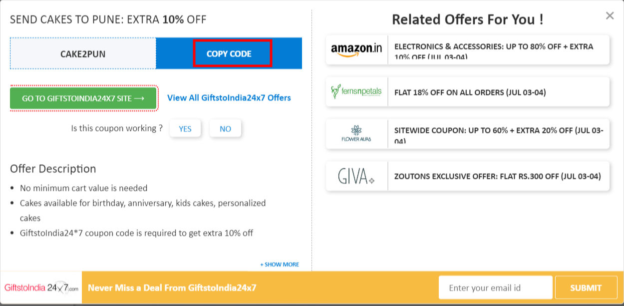 giftstoindia24x7 coupon code
