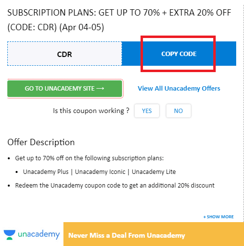 Unacademy Coupon Codes & Offers Up To 70 Off + Extra 20 Off July 2024